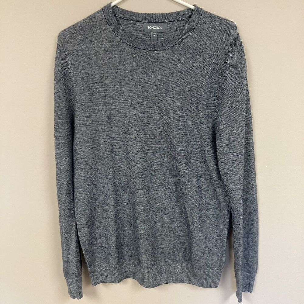 Bonobos Linen Blend Long Sleeve‎ Sweater Slim Fit Medium Blue